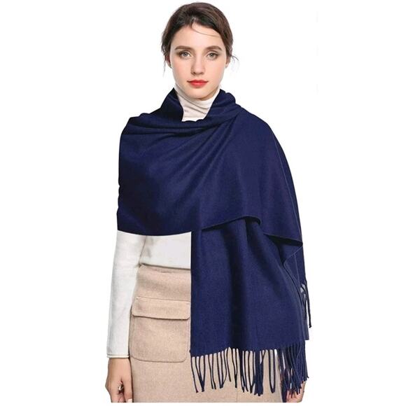 Blue Pashmina Scarf Wrap – 72” x 28” – Soft Large Shawl – EUC - Picture 1 of 5